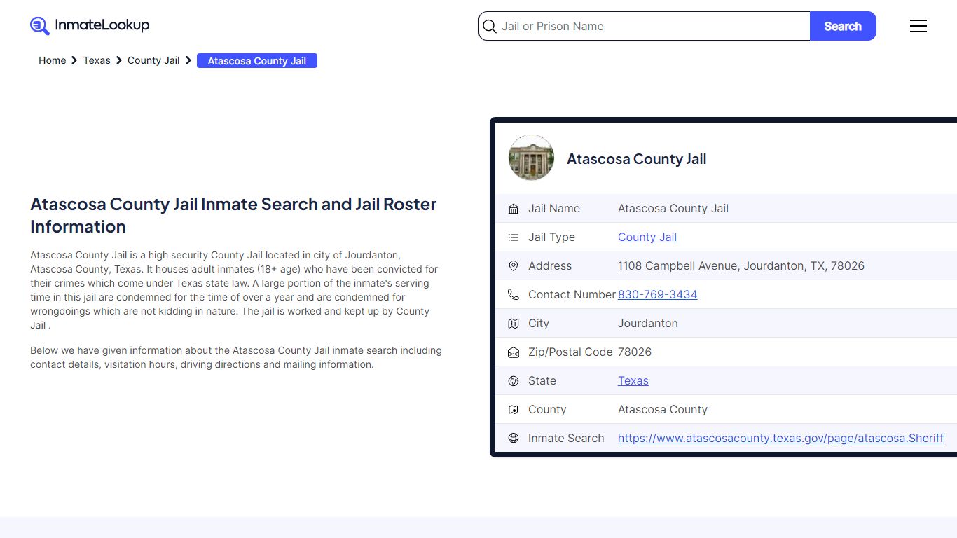 Atascosa County Jail Inmate Search and Jail Roster Information